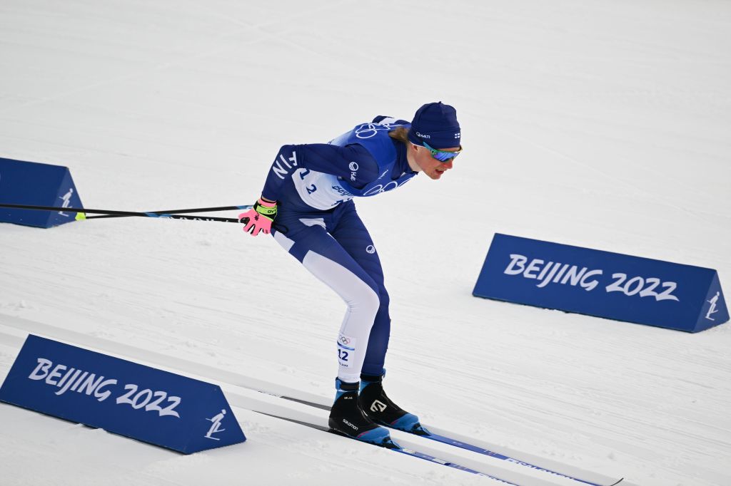 Remi Lindholm of Finland competes during cross-country skiing men's 15km classic at National Cross-Country Skiing Centre in Zhangjiakou, north China's Hebei Province, Feb. 11, 2022. (Photo by Mu Yu/Xinhua via Getty Images)