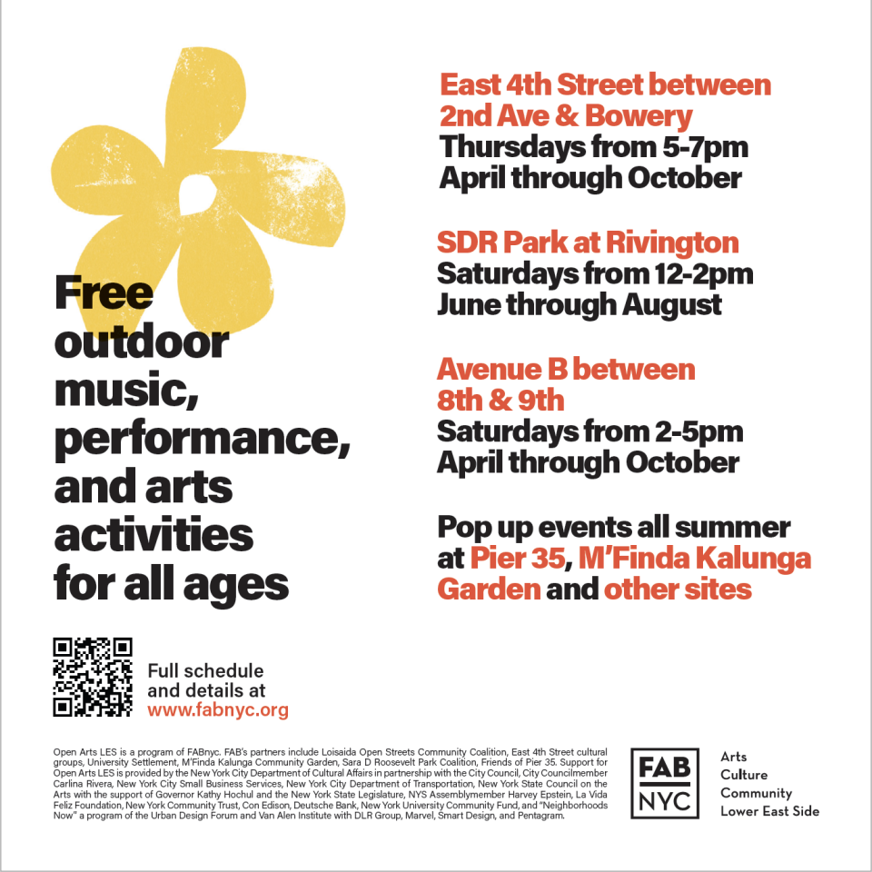 FABnyc’s “Open Arts” and Free Outdoor Events Continue All Summer